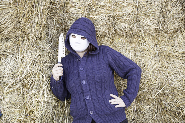 Woman knife and coat