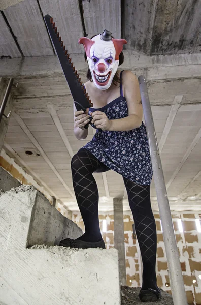 Crazy clown saw — Stock Photo, Image