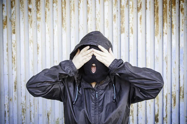 Violent hooded woman — Stock Photo, Image