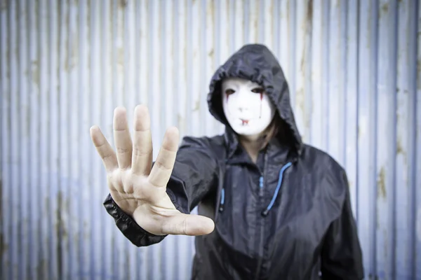 Bloody masked woman — Stock Photo, Image