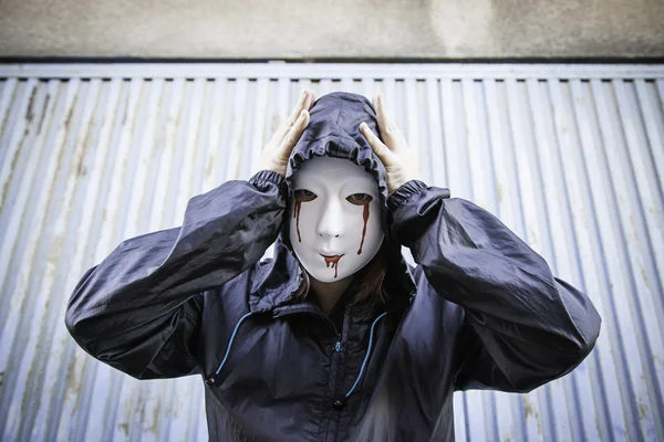 Mujer enmascarada halloween — Foto de Stock