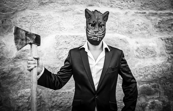 Cat mask murderer — Stock Photo, Image