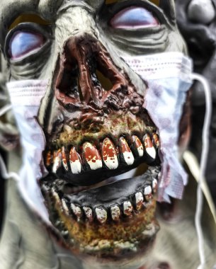 Cadılar Bayramı gecesindeki korkunç kostümün ayrıntıları. Korkutucu.