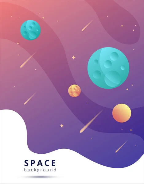 Vector Illustration Outer Space Comets Planets — Stock Vector