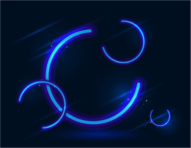 Parlayan neon şekilli soyut koyu arkaplan