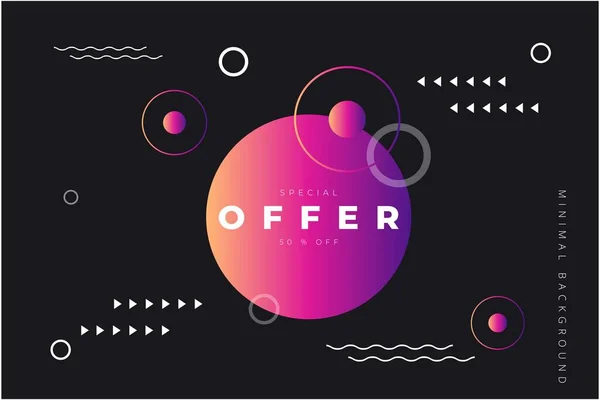 Futuristic Space Dark Background Bright Pink White Geometric Shapes Lettering — Stock Vector