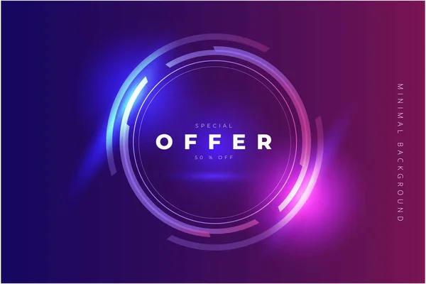 Abstract Beautiful Vector Background Neon Glowing Circle Lettering Special Offer — Stock Vector