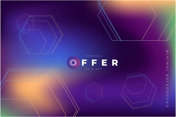 Abstract Blur Multicolored Vector Template Hexagons Lettering Special Offer — Stock Vector