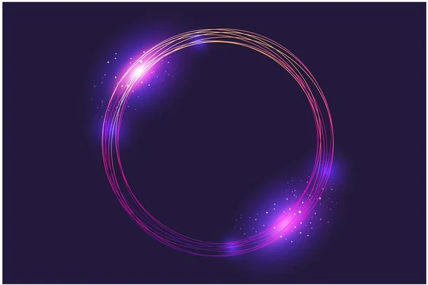 Beautiful Shiny Neon Circles Black Background — Stock Vector