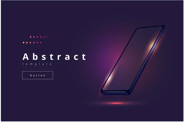 Modèle Vectoriel Élégant Foncé Avec Lueur Violette Smartphone Flèches — Image vectorielle