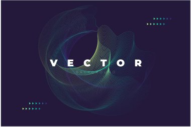 Siyah arkaplanda ince çizgilerden yeşil şekilli koyu renkli zarif vektör tasarımı