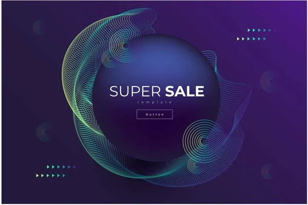 Futuristic Stylish Vector Template Abstract Figure Thin Lines Dark Ball — Image vectorielle