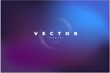 Bulanık mavi ve mor arkaplanlı minimalist vektör şablonu ve ince çizgilerden daireler 