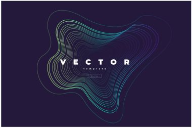 Siyah arkaplanda ince dalgalı çizgilerden yeşil geometri şekli