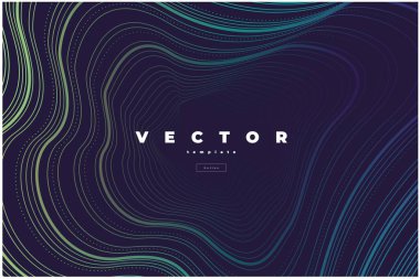 Siyah arkaplanda yeşil eğri çizgileri olan koyu renkli zarif vektör tasarımı