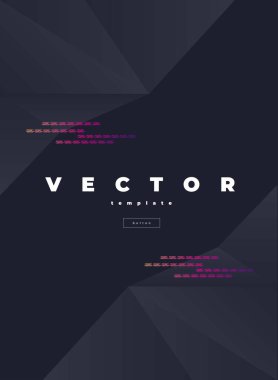 Siyah zemin üzerinde koyu çokgenler ve pembe çizgiler olan soyut vektör şablonu