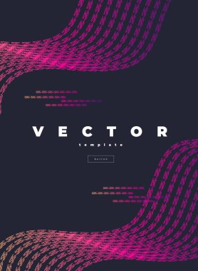 Siyah zemin üzerinde dalgalı pembe çizgiler olan koyu renkli zarif vektör tasarımı