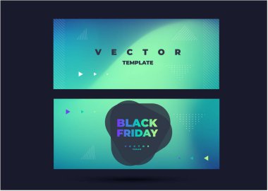 Bulanık yeşil arkaplan ve basit geometri şekillerine sahip güzel moda set şablonu