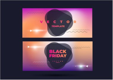 Bulanık pembe ve sarı arkaplanı ve parlak ve dalgalı çizgileri olan güzel modern şablonu ayarla