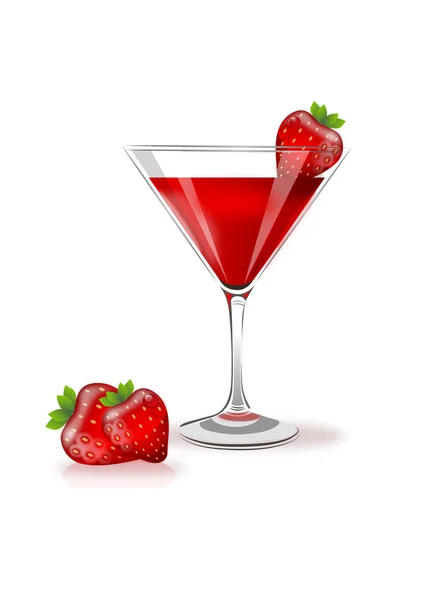 马提尼酒与草莓 — 图库矢量图片