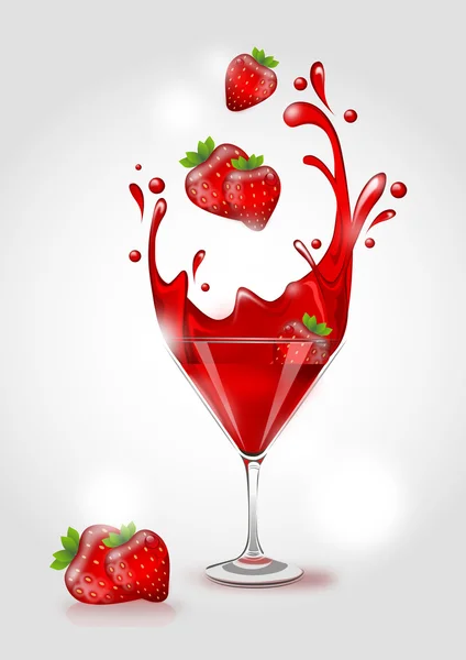 马提尼酒与草莓 — 图库矢量图片#