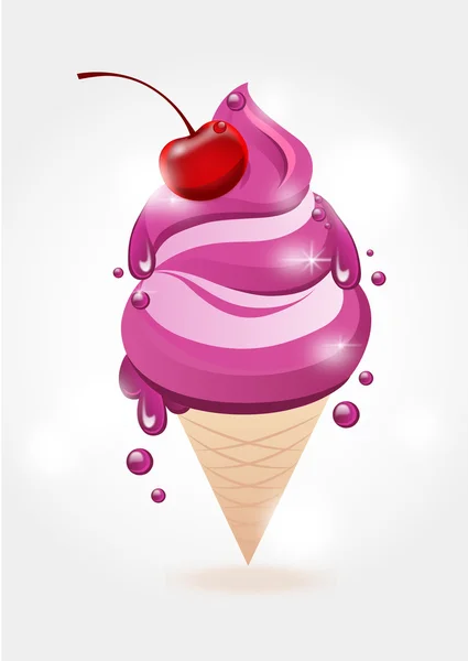 Ice cream met kersen — Stockvector