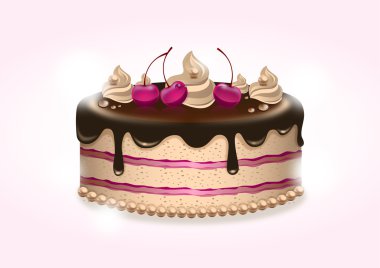 chocolate cake with cherries clipart