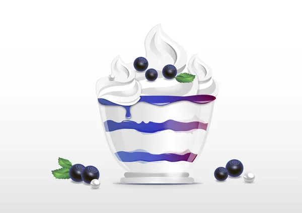 Vanilla ice cream with blueberries — Stock Vector