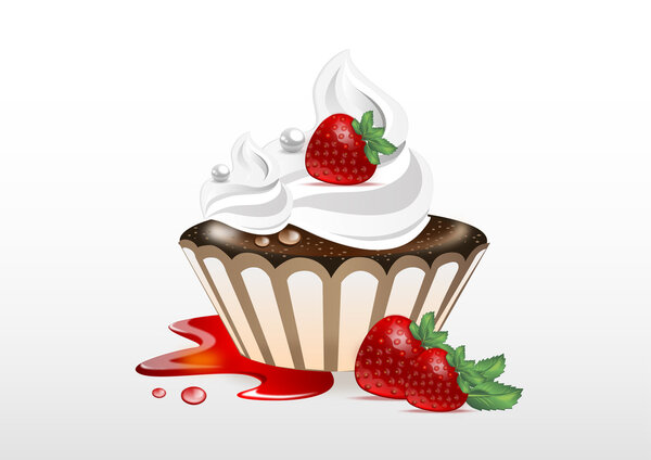 шоколадный торт с клубникой