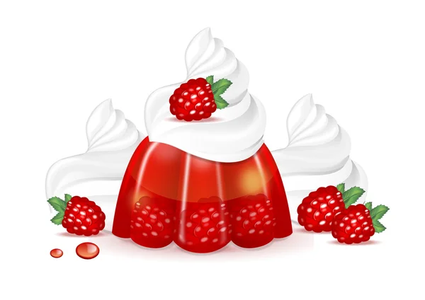 Raspberry jelly with whipped cream — Stock Vector