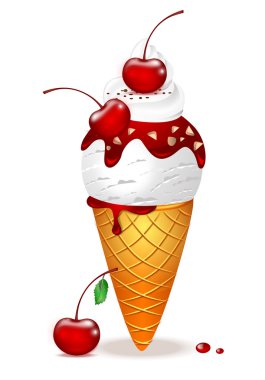 vanilyalı dondurma waffle Kupası kiraz ve fındık ile