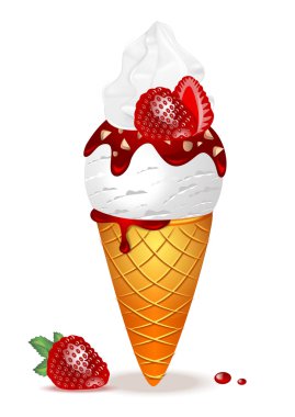 vanilyalı dondurma waffle Kupası çilek ile
