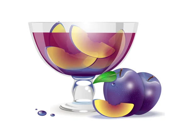 Plum jam in a vase on white background Royalty Free Stock Vectors