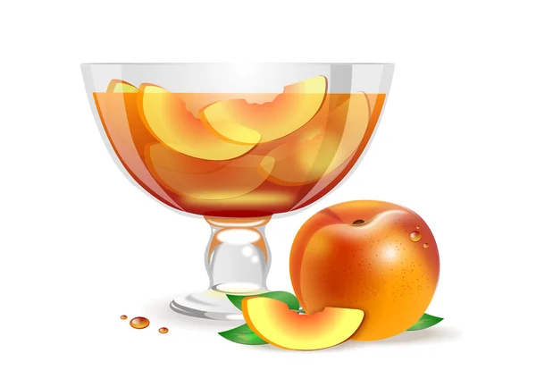 Peach jam in a vase on white background Stock Illustration