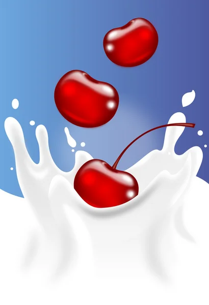 Cherry with whipped cream Vector Graphics