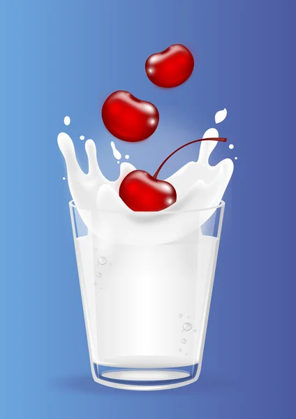 Cereza con crema en un vaso — Vector de stock