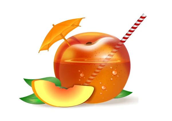Naturliga persikojuice på vit bakgrund — Stock vektor