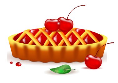 kek kiraz ile reçel izole üzerinde beyaz arka plan