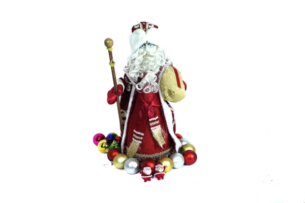 Papai Noel com bolas de Natal. Objeto isolado no backg branco — Fotografia de Stock