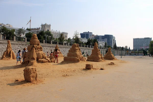 Samara, Rusland - 15 augustus 2014: shapes gemaakt van zand. Rechtenvrije Stockafbeeldingen