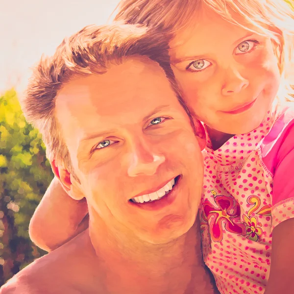 Baba ve kızı sarılma