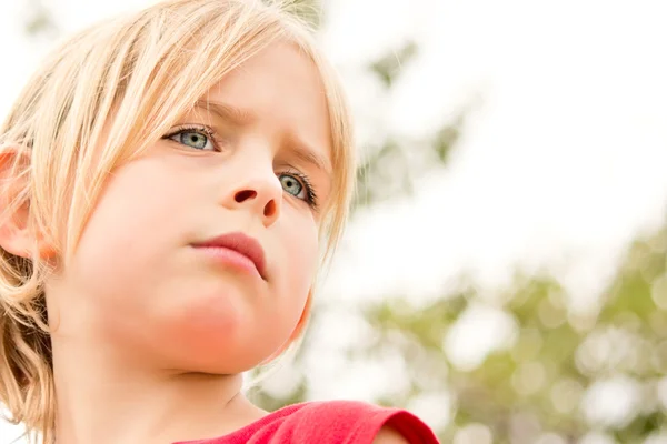 Pretty Little Girl Staring in Thought — Stock Photo, Image