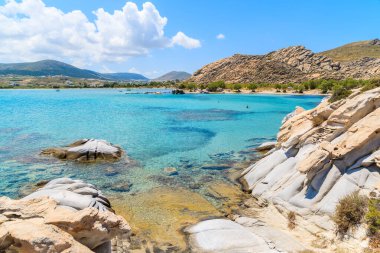 Crystal clear turquoise sea water of Kolymbithres beach, Paros island, Greece