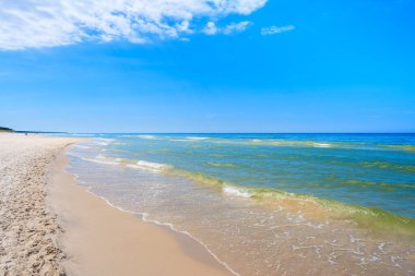 Sandy beach Leba Town, Baltık Denizi, Polonya