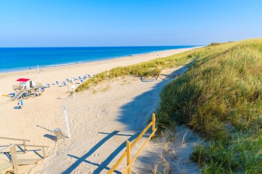 Kumlu Westerland plajı manzarası, Sylt Adası, Almanya