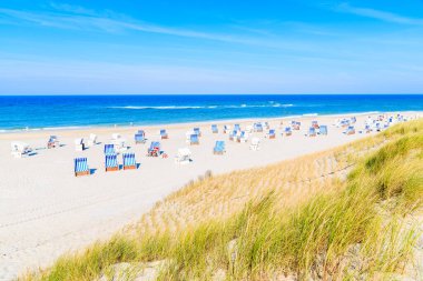 Almanya 'nın Sylt Adası, Kampen köyündeki kum tepesinden güzel bir sahil manzarası.