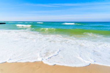 Güzel Kampen sahilinde deniz dalgaları, Sylt Adası, Kuzey Denizi, Almanya