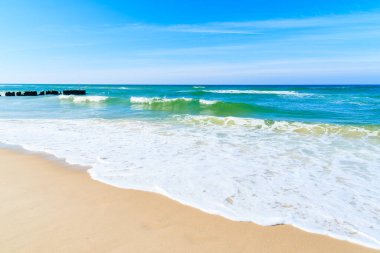 Güzel Kampen sahilinde deniz dalgaları, Sylt Adası, Kuzey Denizi, Almanya