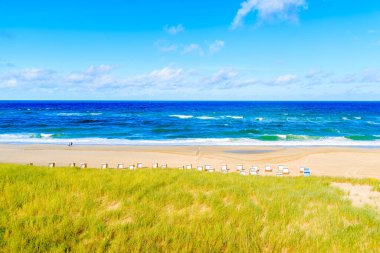 Wenningstedt köyündeki sahil manzarası Sylt Adası, Kuzey Denizi, Almanya
