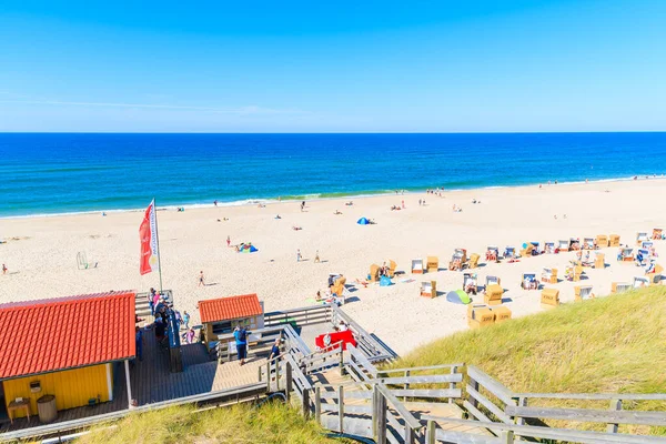 SYLT Adaları, Almanya - SEP 5, 2016: Wenningstedt kasabası, Sylt Adası, Almanya 'daki sahil şeridi boyunca Booth.